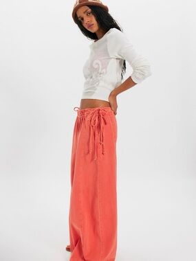 Free People Free-est Sun Dazed Cherry Tomato Wide-Leg Pants